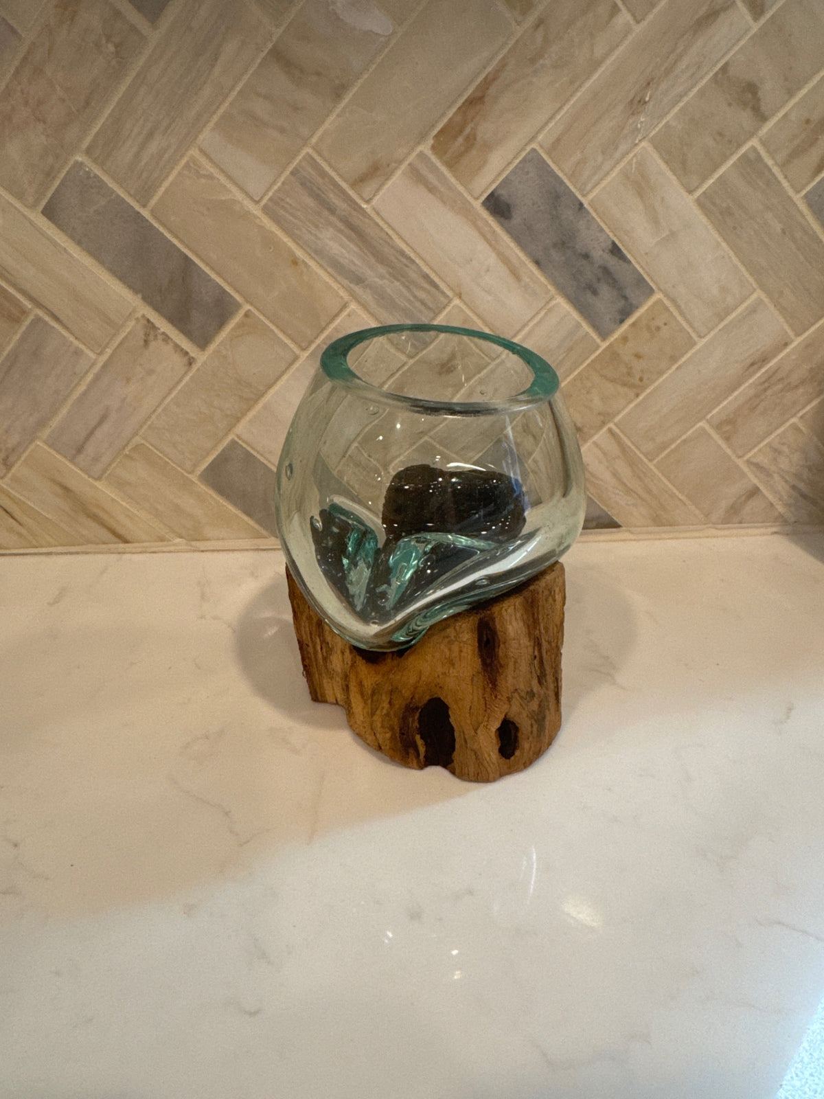 Hand Blown Glass on Driftwood S