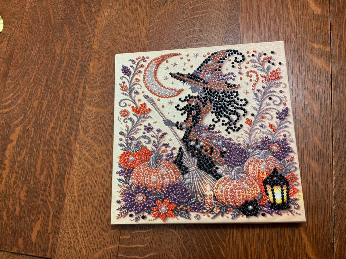 Witchy beaded Halloween Canvas