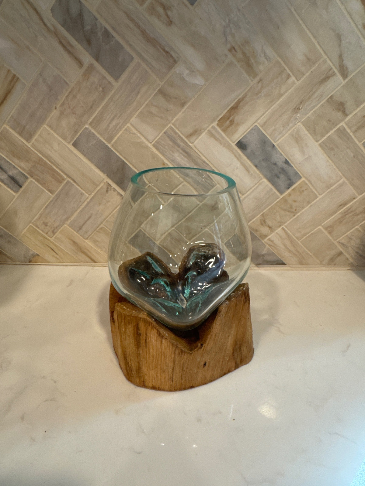 Hand Blown Glass on Driftwood M