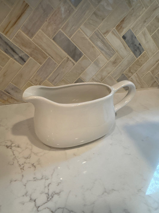 Stoneware White Gravy Boat