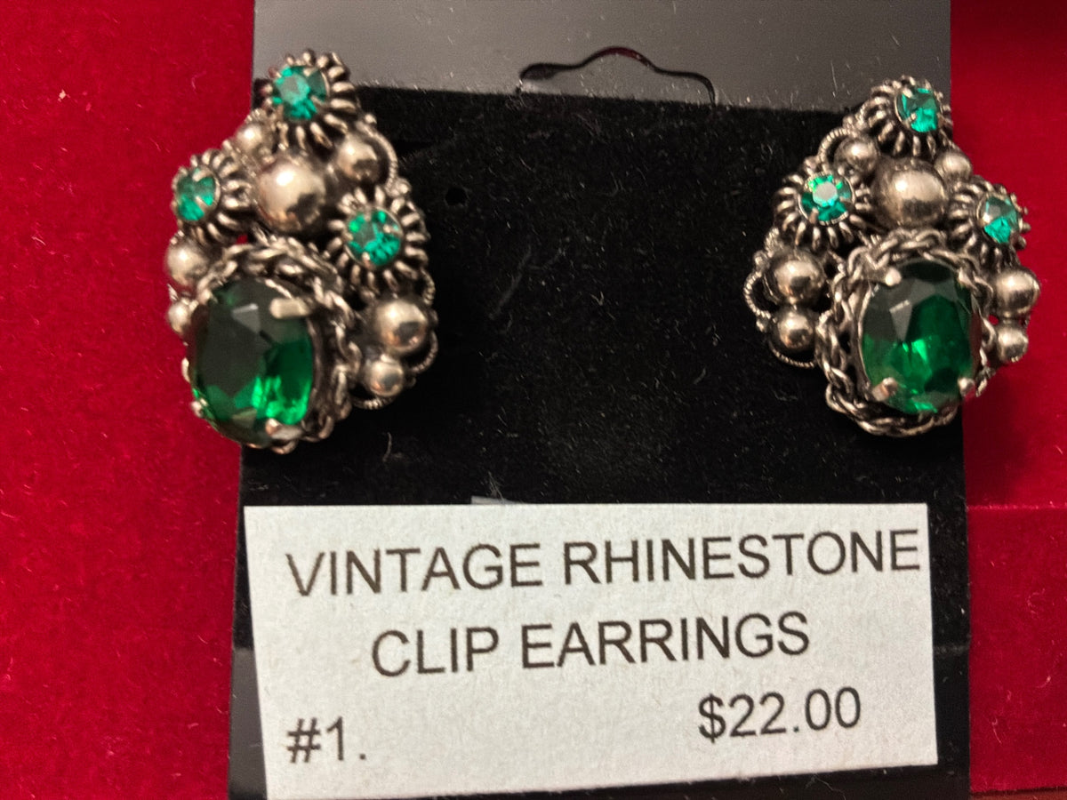 Vintage rhinestone clip earrings