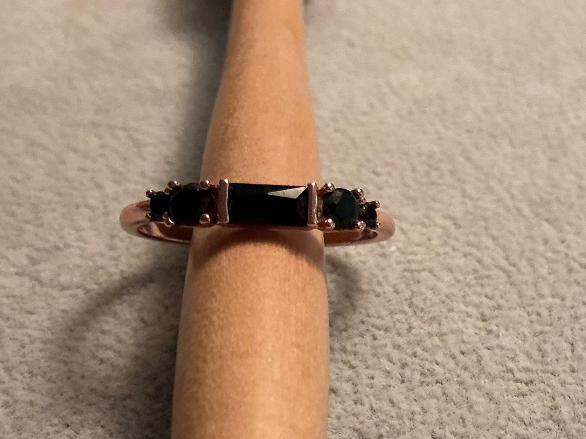 Minimalist Ring w/ Black CZ’s ….size 8
