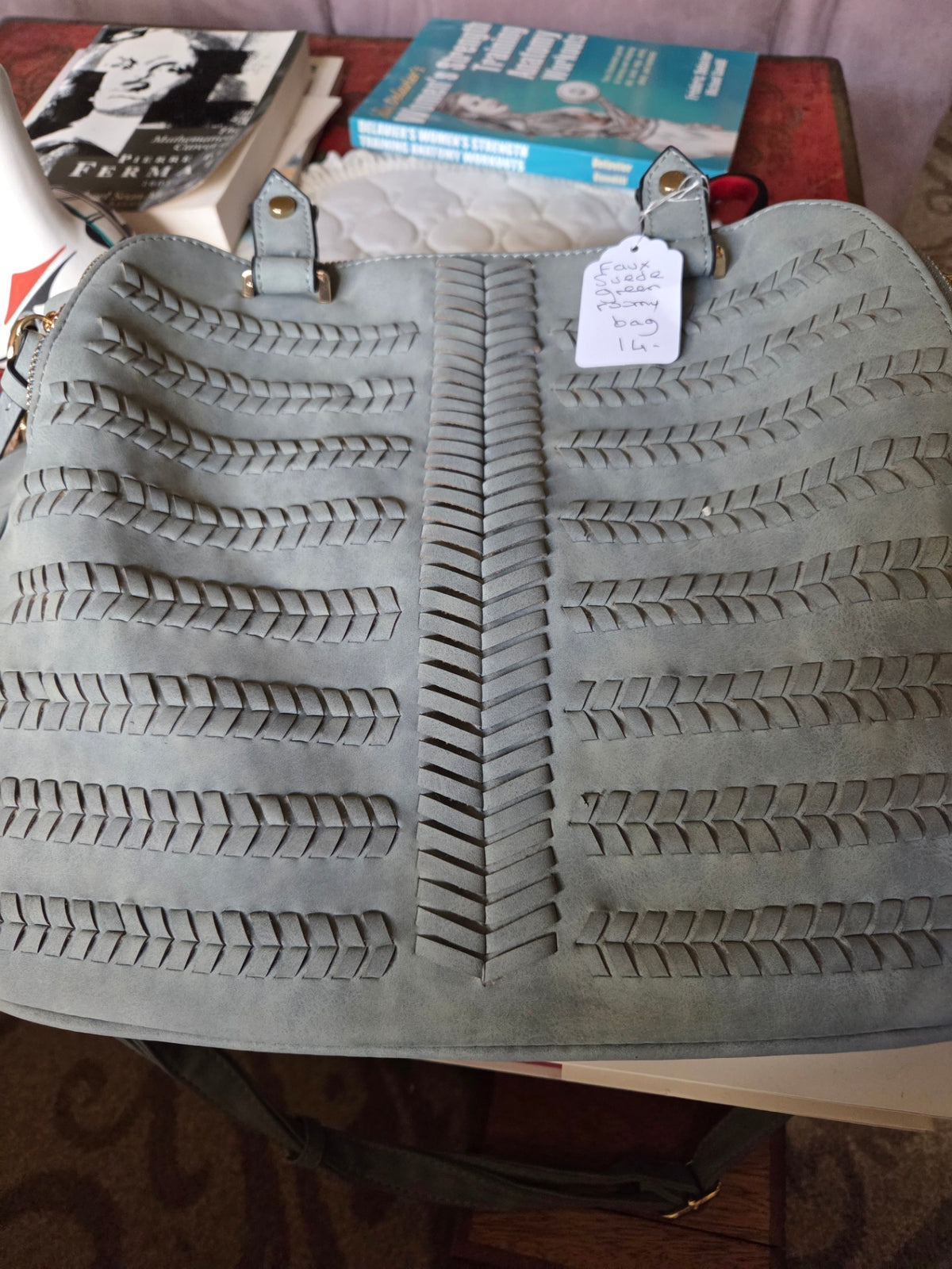 Faux suede big purse