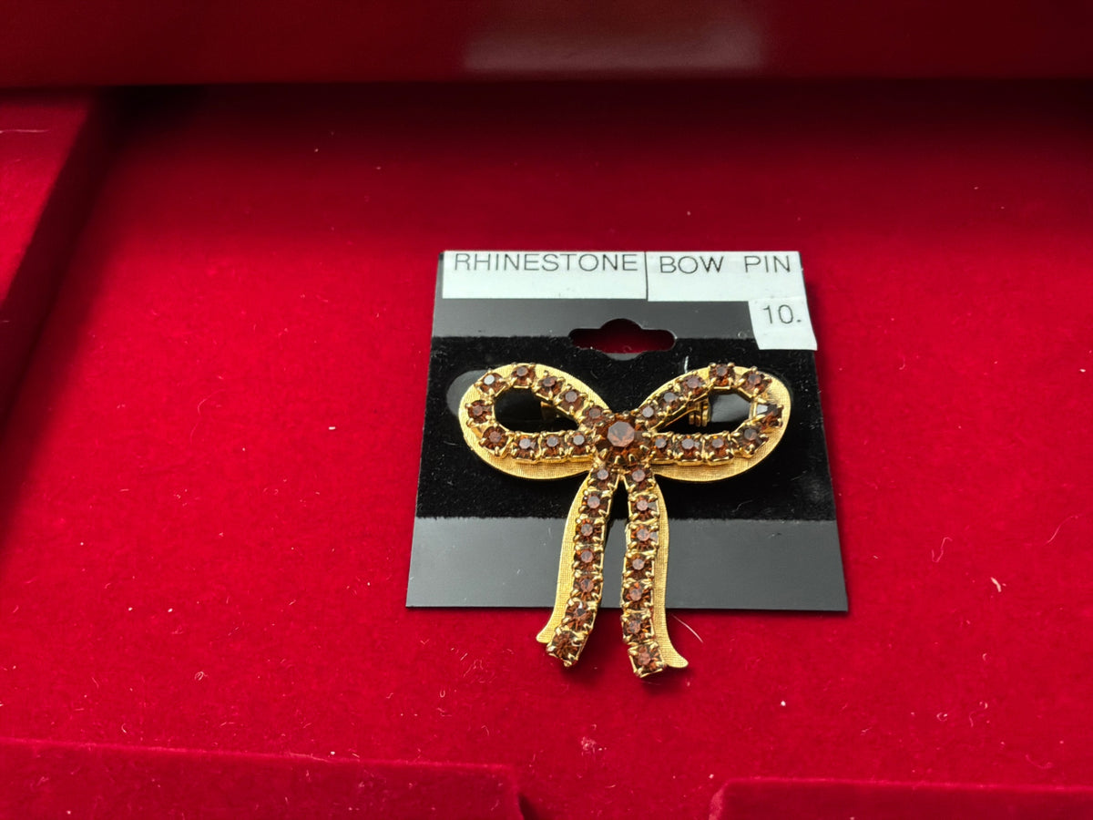 Rhinestone bow pin