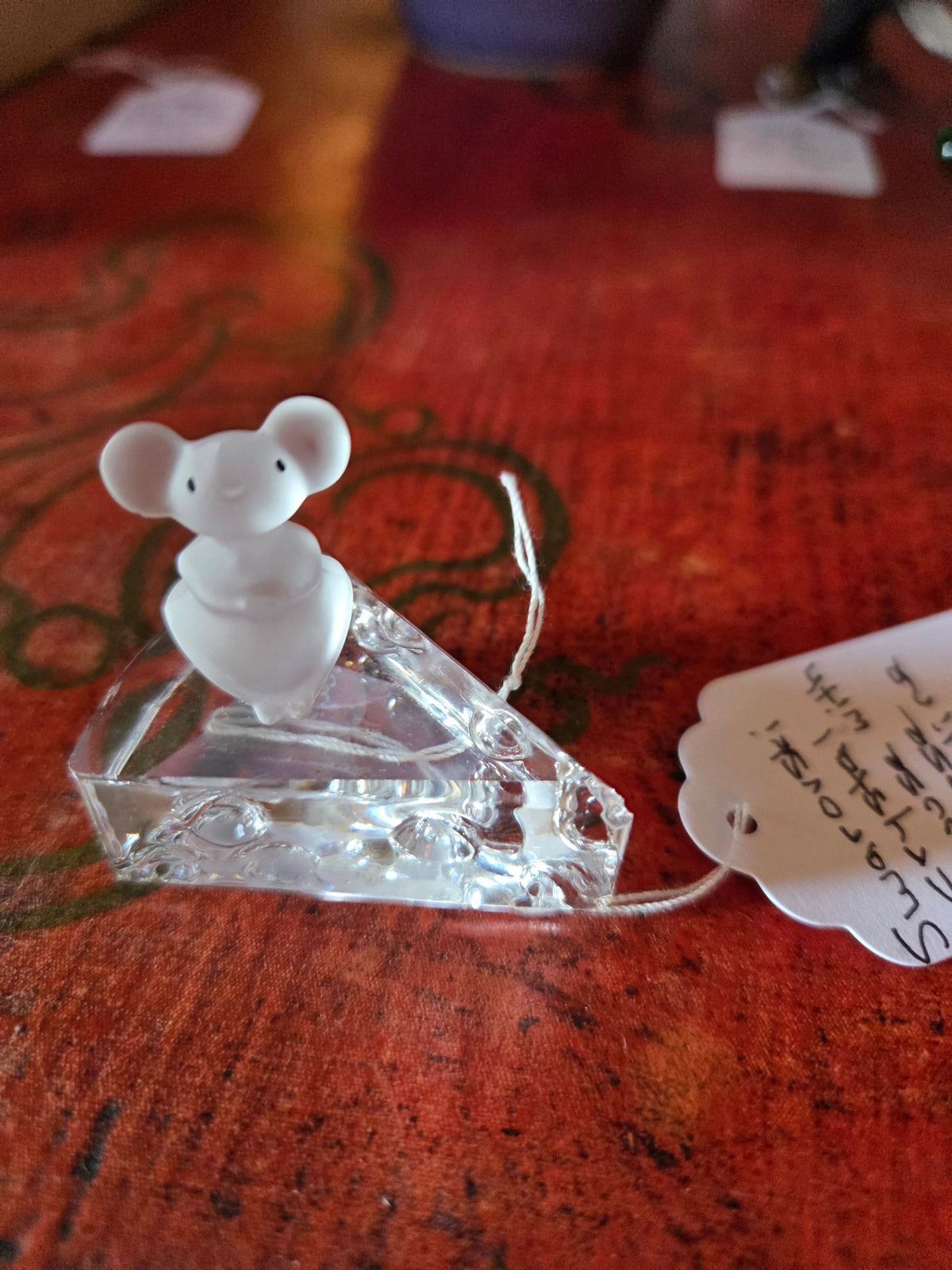 Swarovski mouse on cheese