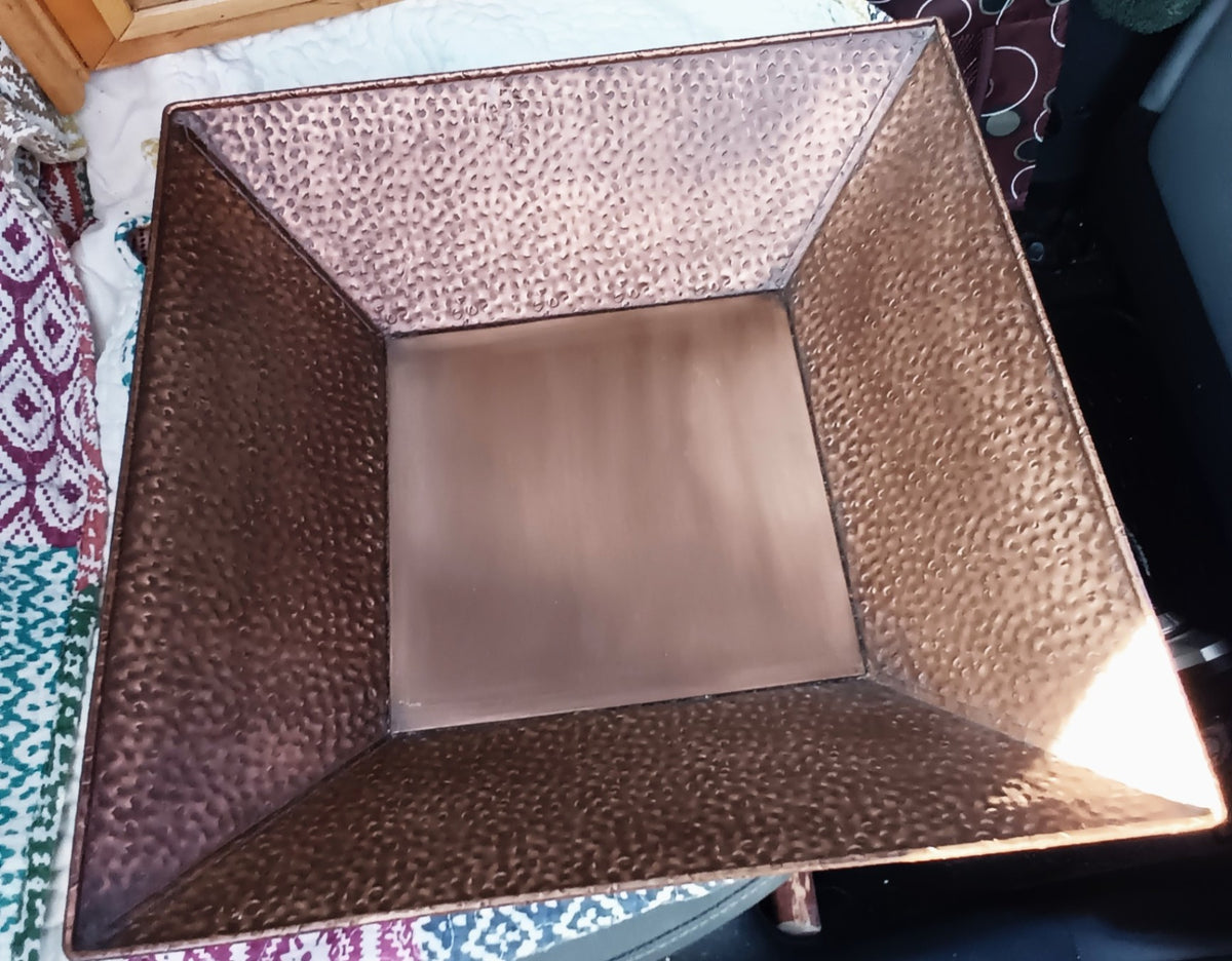 Large Hammered Copper Square Bowl
