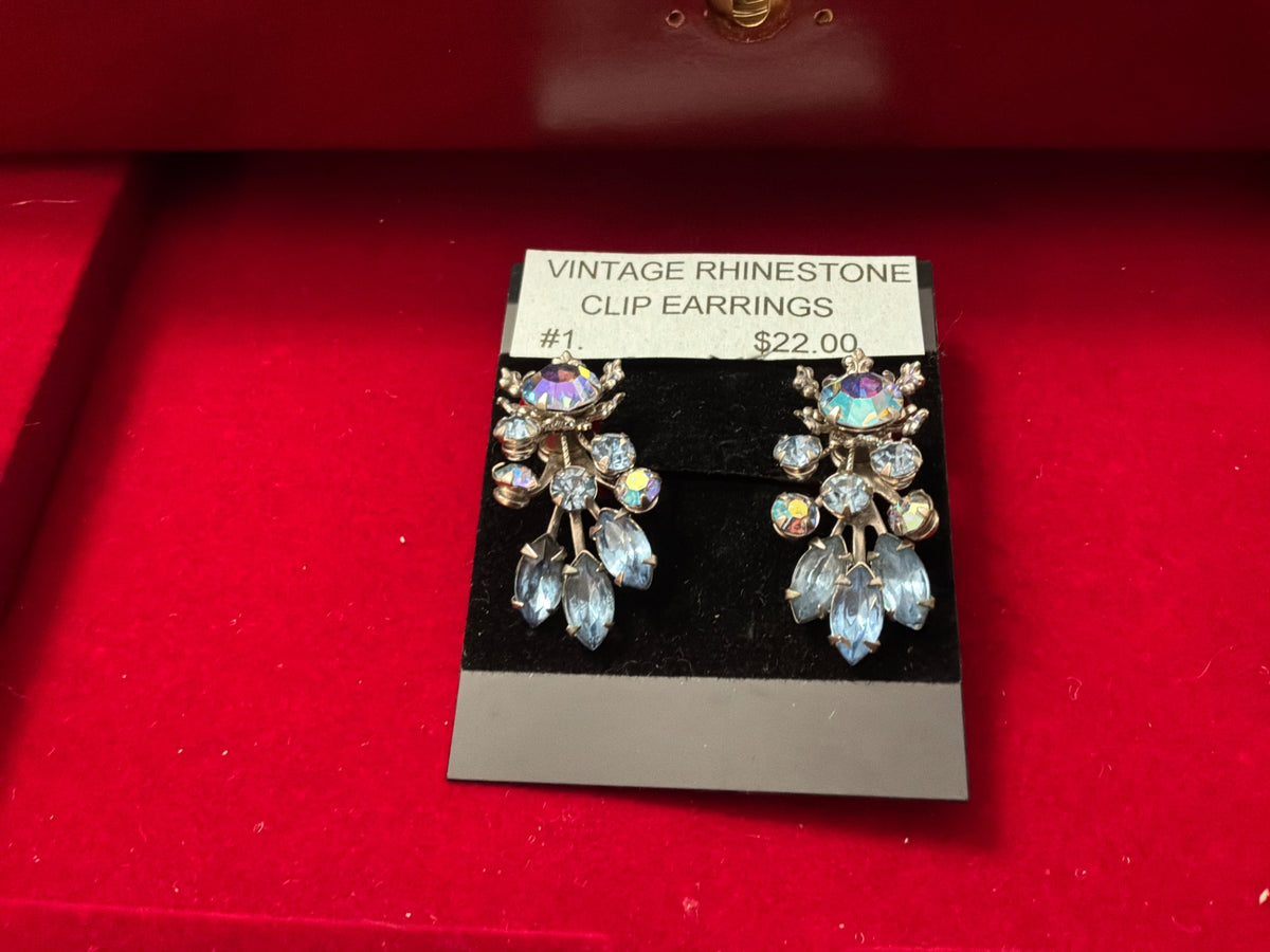 Vintage rhinestone clip earrings
