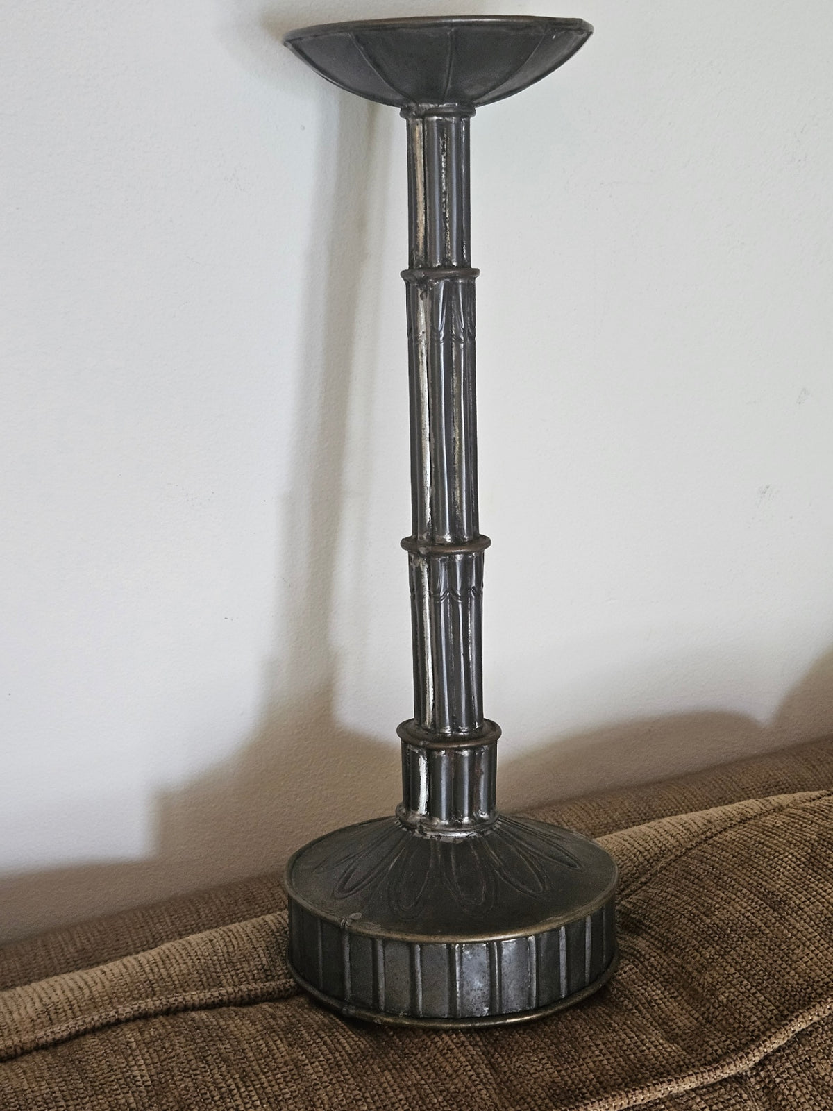Vint large metal Mexican candlestick c. 1972 14 in approx 