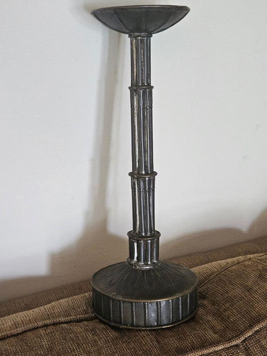 Vint large metal Mexican candlestick c. 1972 14 in approx 