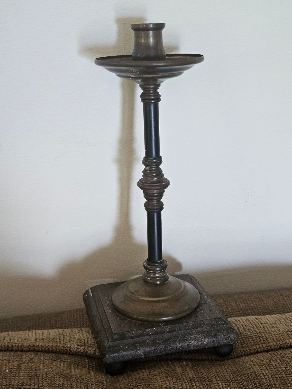 Vint metal/wood candlestick 11in approx