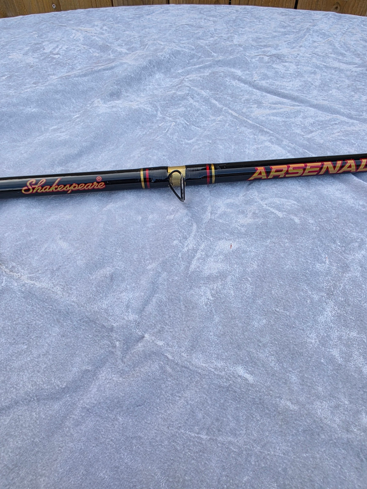 ROD/REEL SPINCAST COMBO WITH A MITCHELL 301 A REEL AND SHAKESPEARE ARSENAL, 8 FT 6 IN ROD.