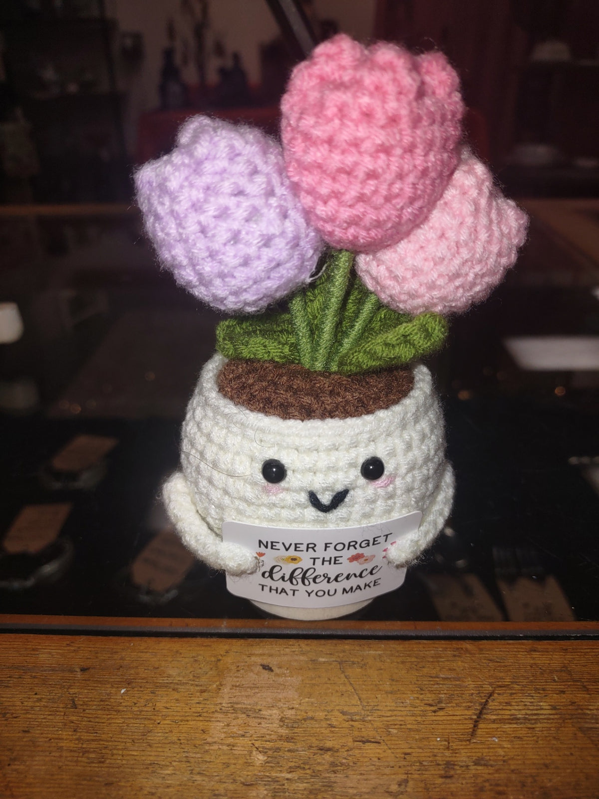 Crochet smiley vace