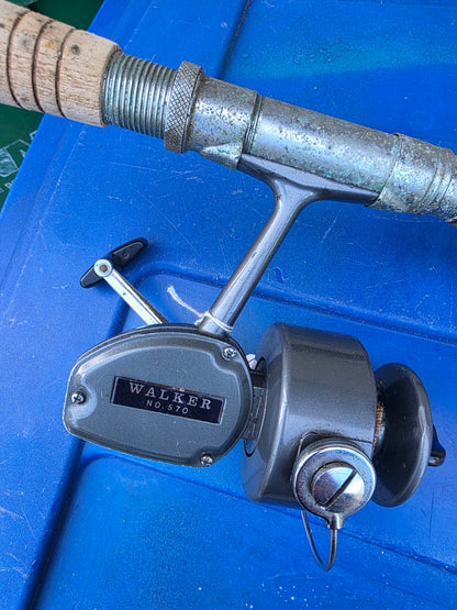 WALKER No. 570 SPINNING REEL/ROD COMBO... VINTAGE.