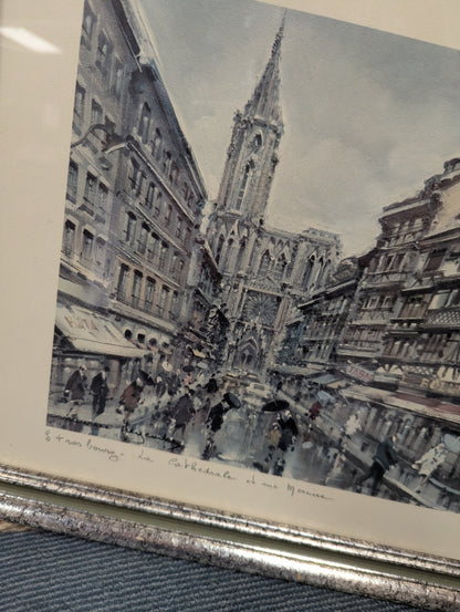 1973 Watercolor "Strasbourg" by M. Legendre