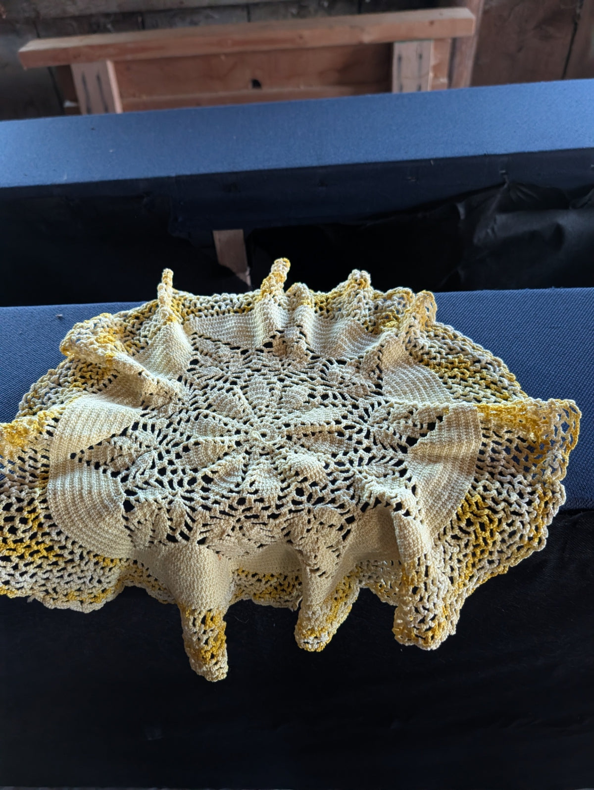 Vintage Handmade Yellow Doily