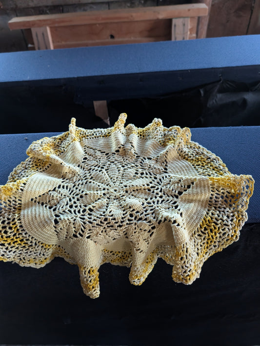 Vintage Handmade Yellow Doily