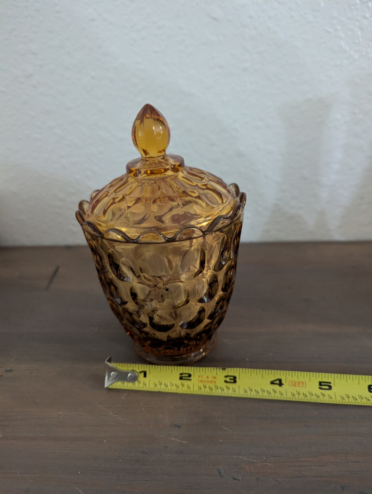 Vtg. Fenton Colonial "Thumbprint" Amber Glass Candy Dish