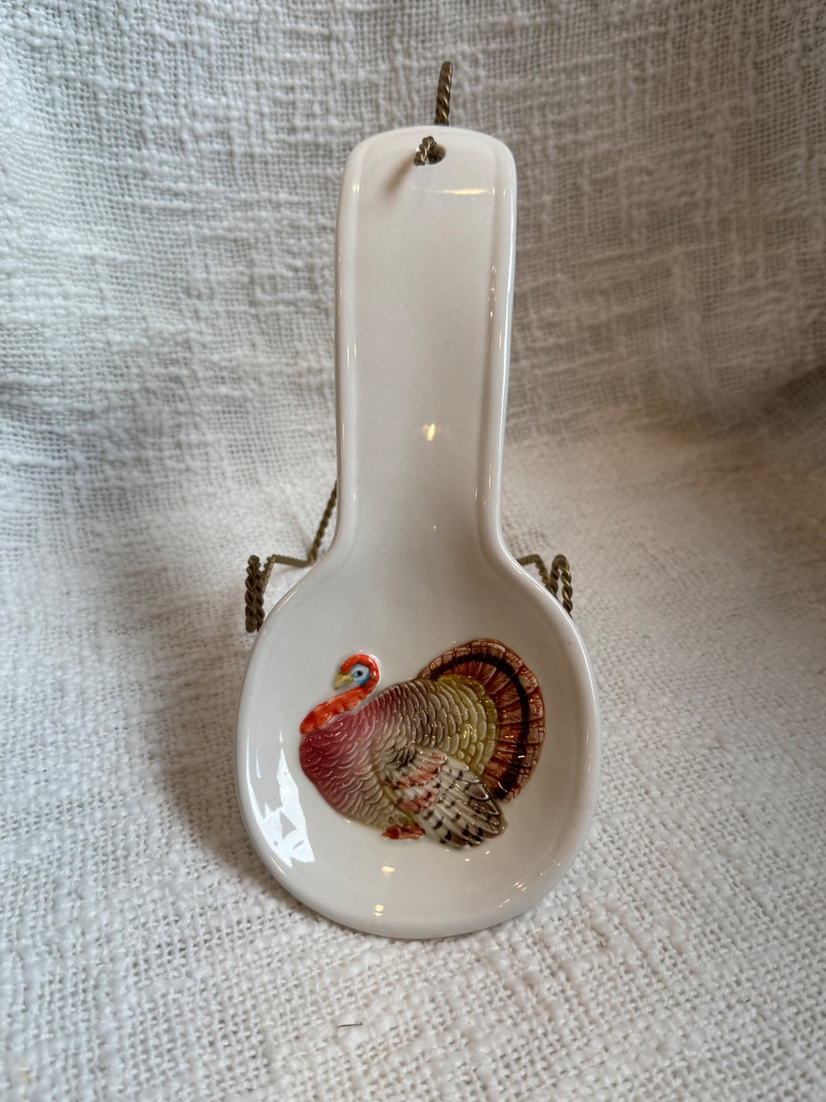 Vintage hand-painted ceramic turkey spoon rest, by Otagiri Japan