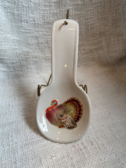 Vintage hand-painted ceramic turkey spoon rest, by Otagiri Japan