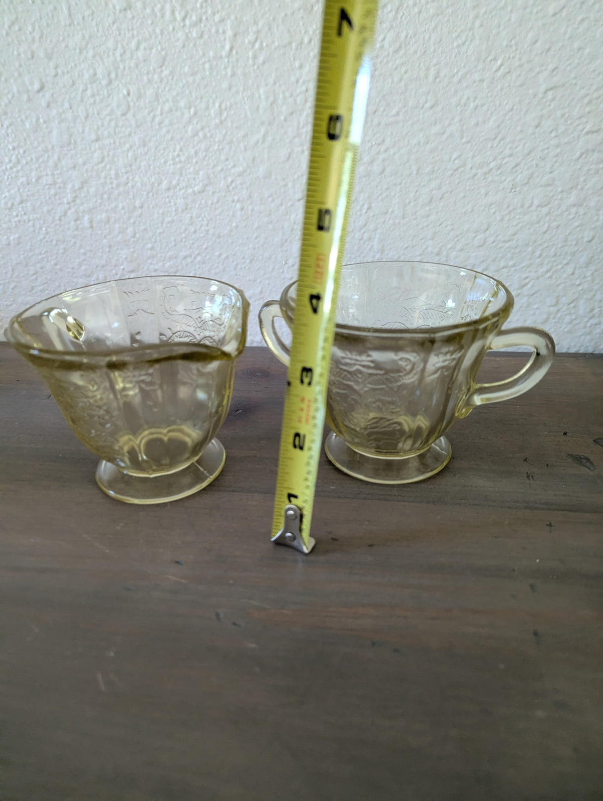 1930's Madrid Pattern by Federalist Glass Yellow/Amber Cream & Sugar