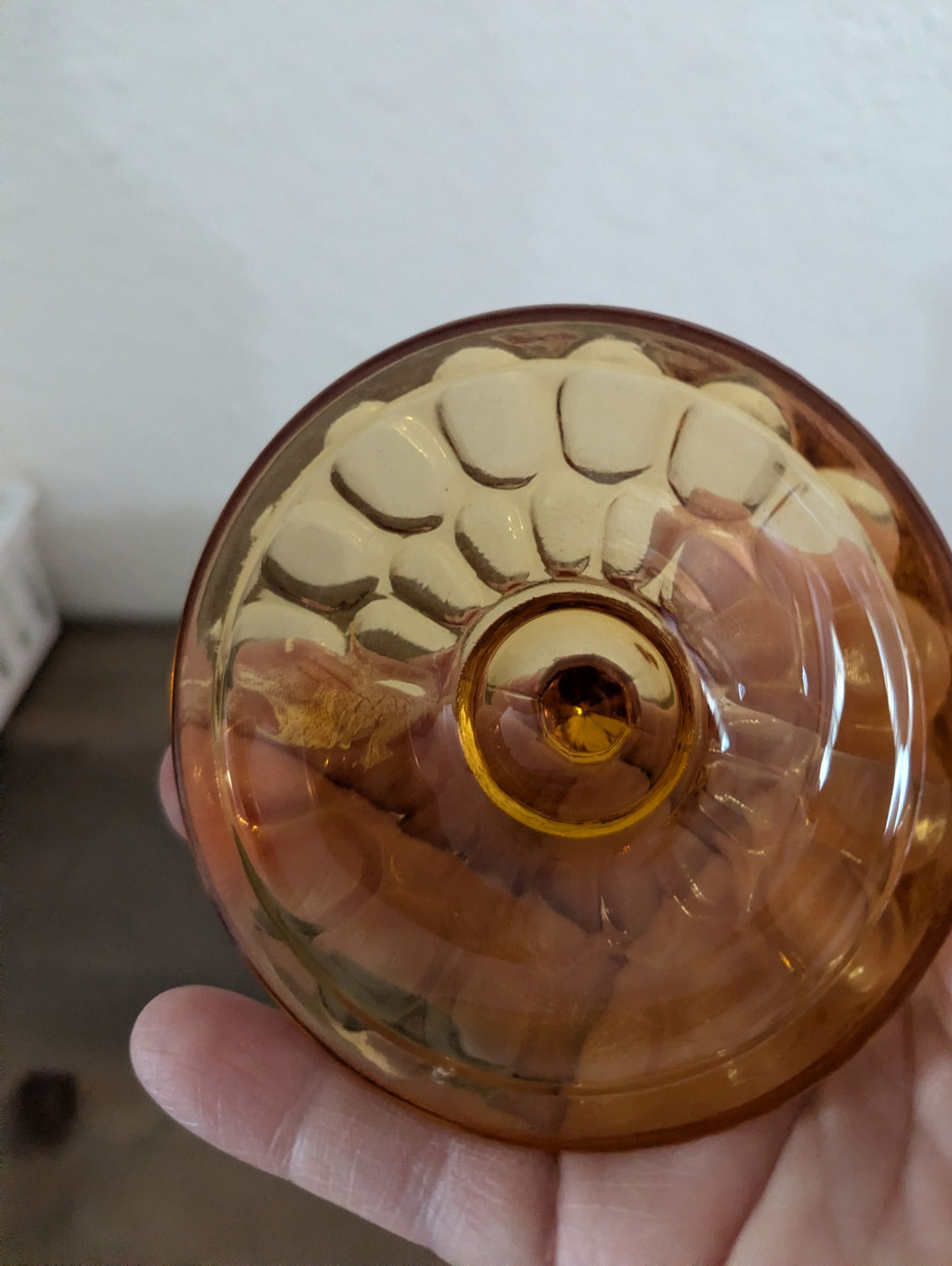 Vtg. Fenton Colonial "Thumbprint" Amber Glass Candy Dish