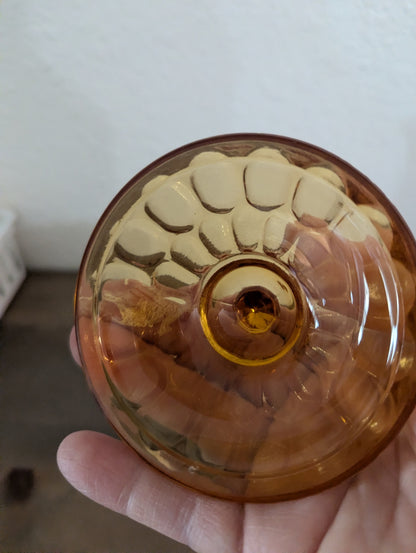 Vtg. Fenton Colonial "Thumbprint" Amber Glass Candy Dish