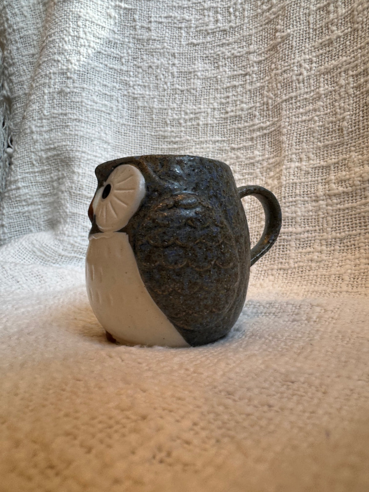 Mid-century Kotobuki Japanese stoneware owl creamer 