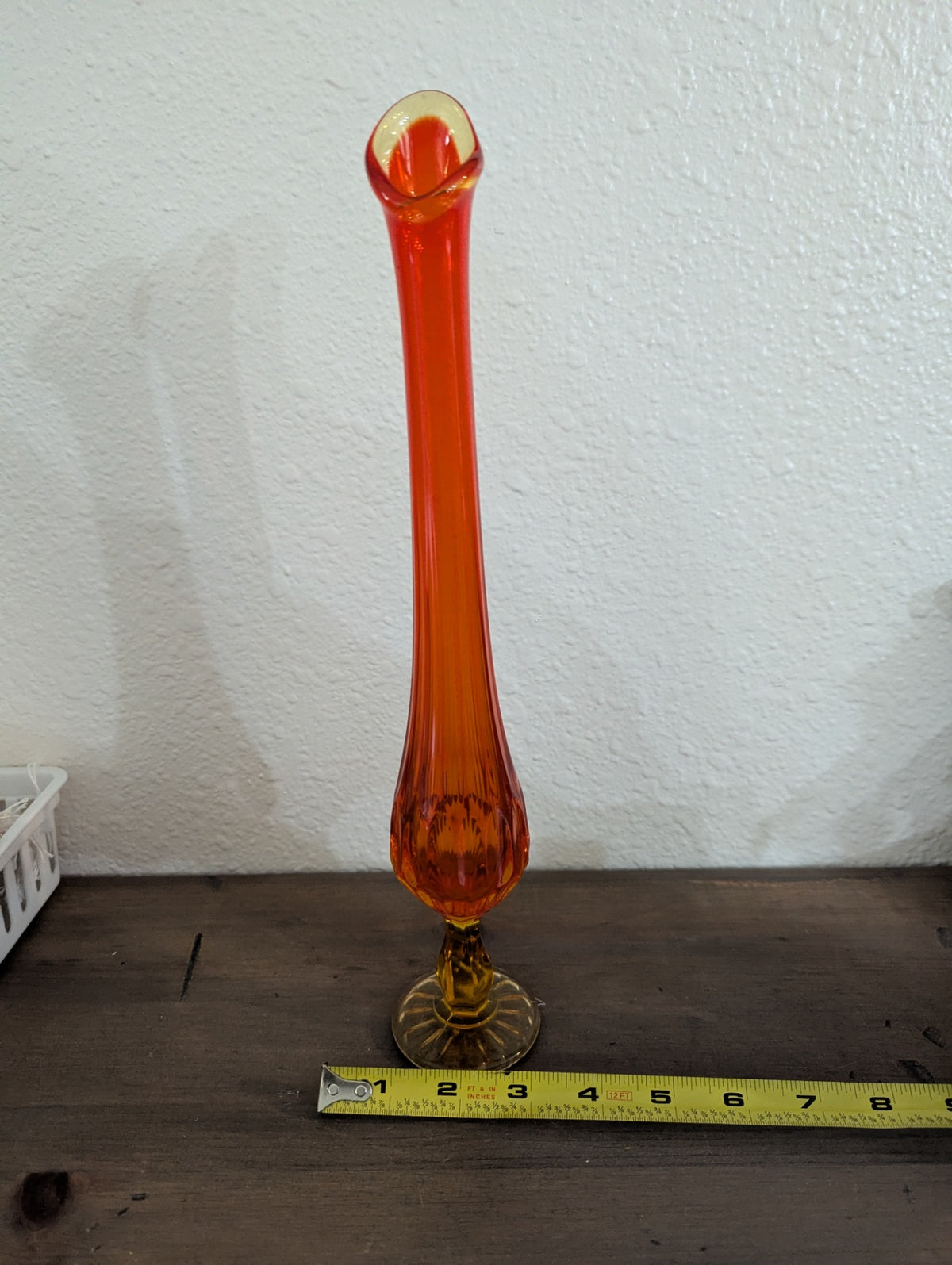 Vtg. Amberina Fenton Swung Vase (glows)