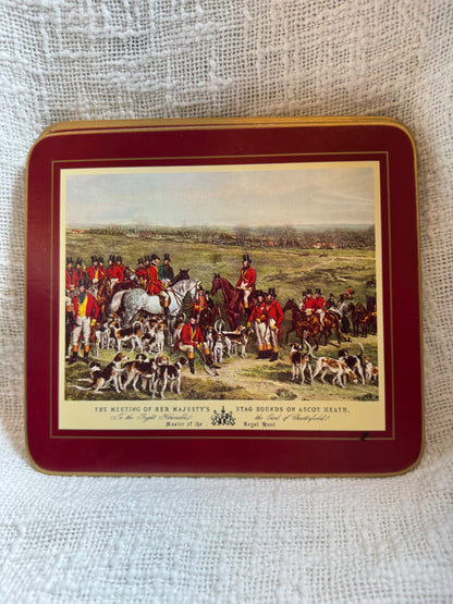 Vintage Clover Leaf “Old Hunt”  table mats set of 6 United kingdom 
