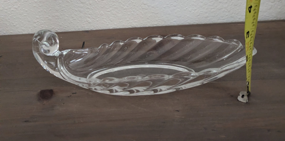 Vtg. Clear Pressed Glass Leaf-Shaped Relish Dish
