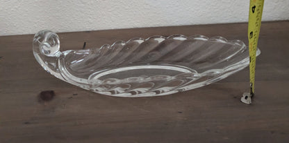 Vtg. Clear Pressed Glass Leaf-Shaped Relish Dish