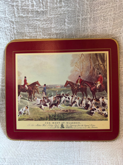 Vintage Clover Leaf “Old Hunt”  table mats set of 6 United kingdom 