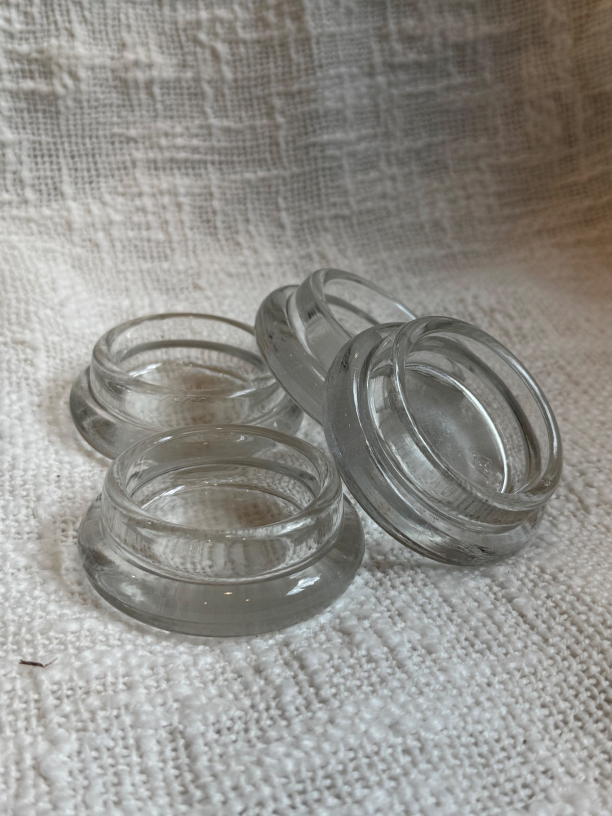Vintage glass furniture caster cups Hazel Attas set of 4 