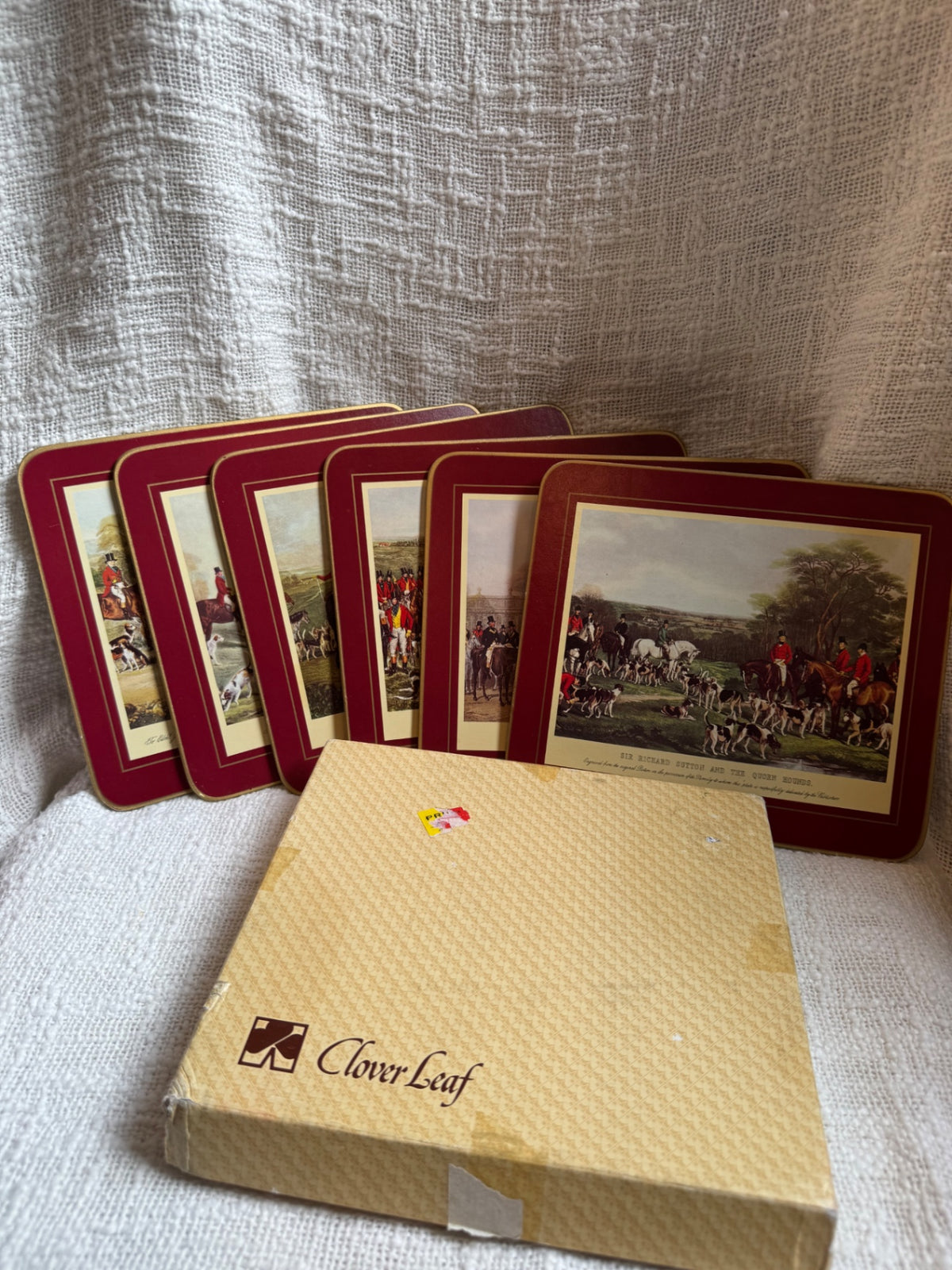 Vintage Clover Leaf “Old Hunt”  table mats set of 6 United kingdom 