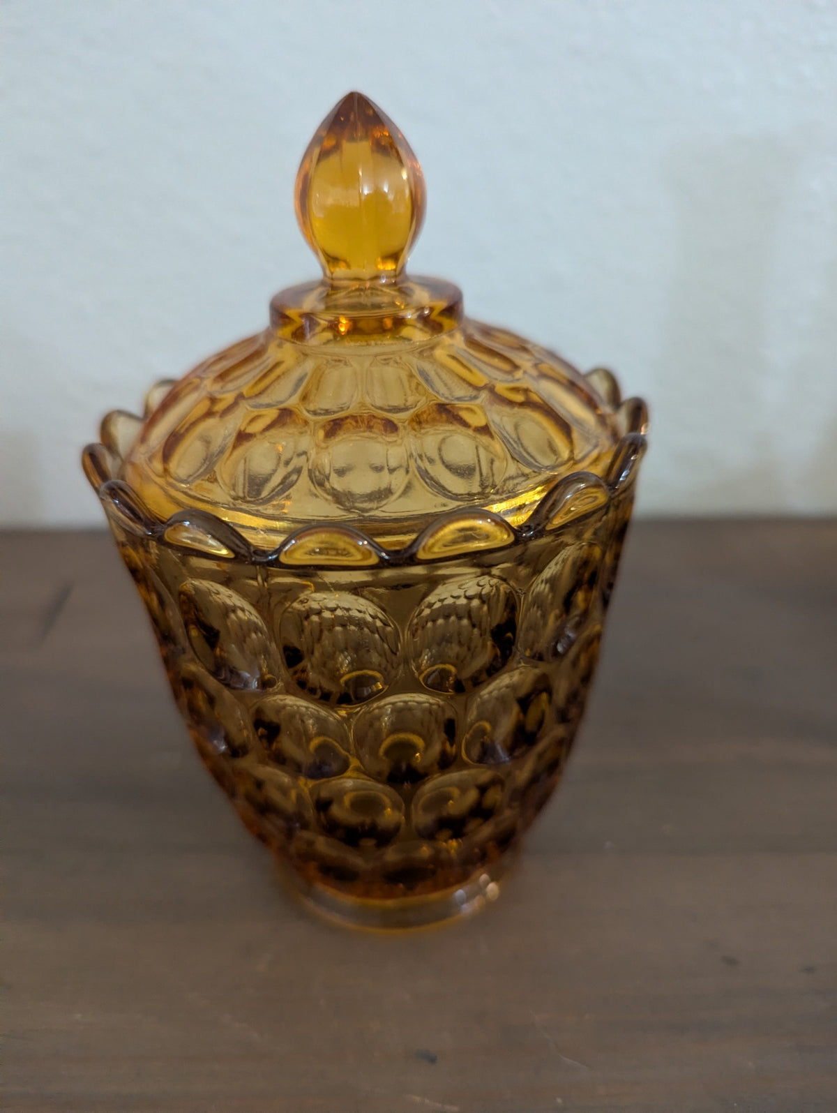 Vtg. Fenton Colonial "Thumbprint" Amber Glass Candy Dish