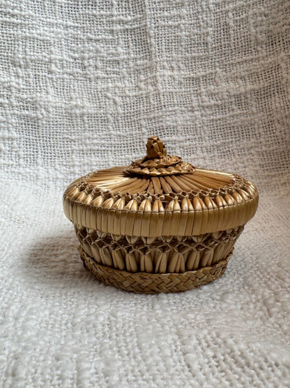 Small woven lidded basket