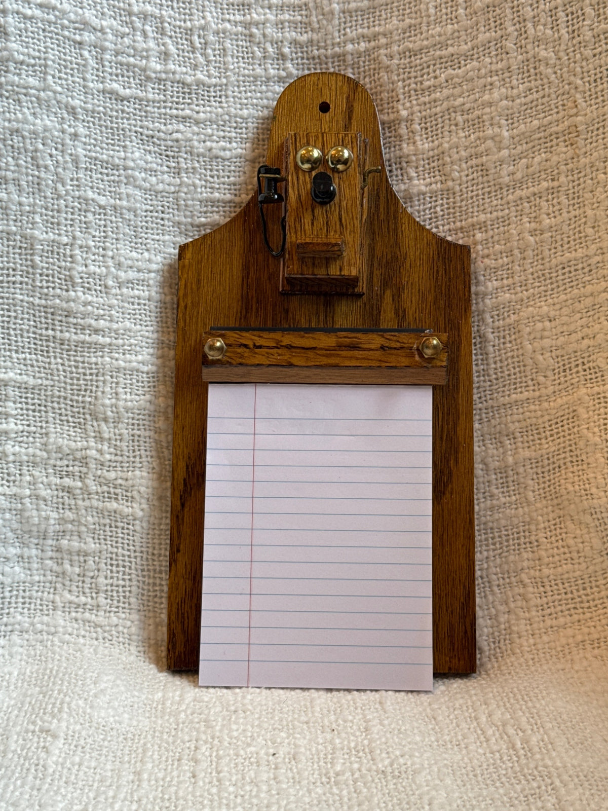 Vintage telephone wood note pad plaque 