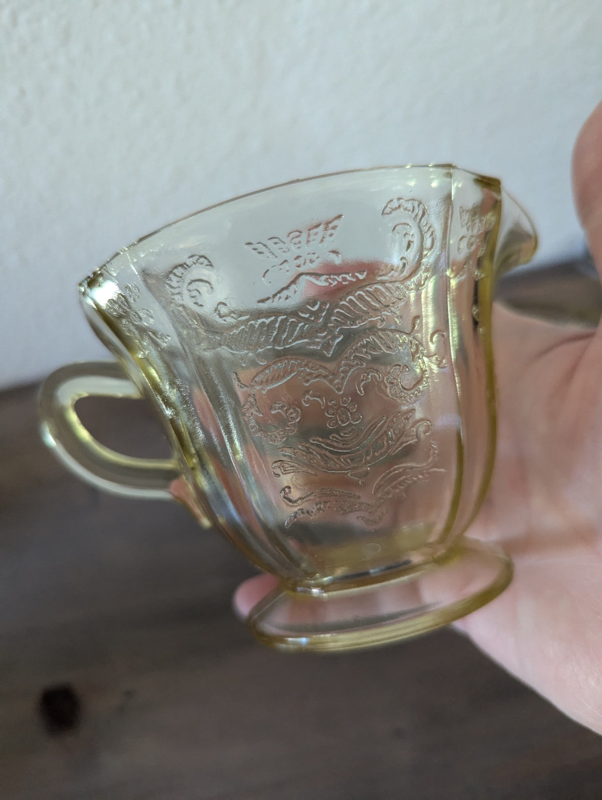 1930's Madrid Pattern by Federalist Glass Yellow/Amber Cream & Sugar