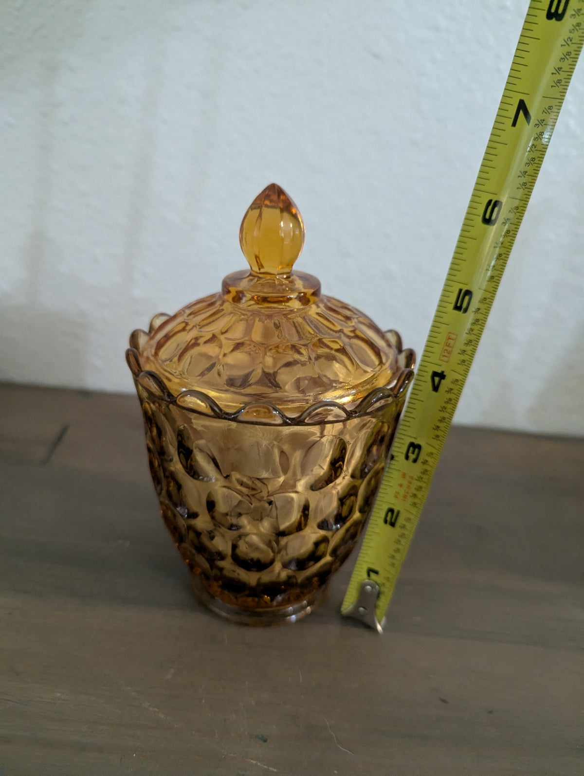 Vtg. Fenton Colonial "Thumbprint" Amber Glass Candy Dish