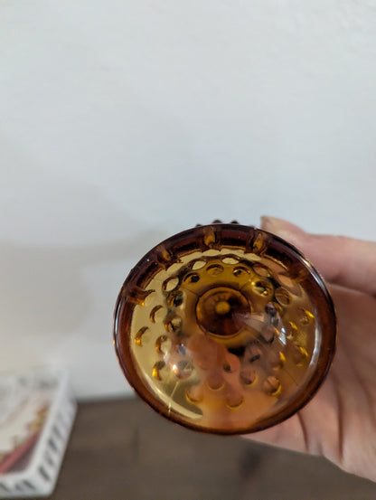 Vtg. Fention Amber/Brown Glass Swung Bud Vase