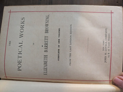 1880's Poetic Works of Elizabeth Barret Browning