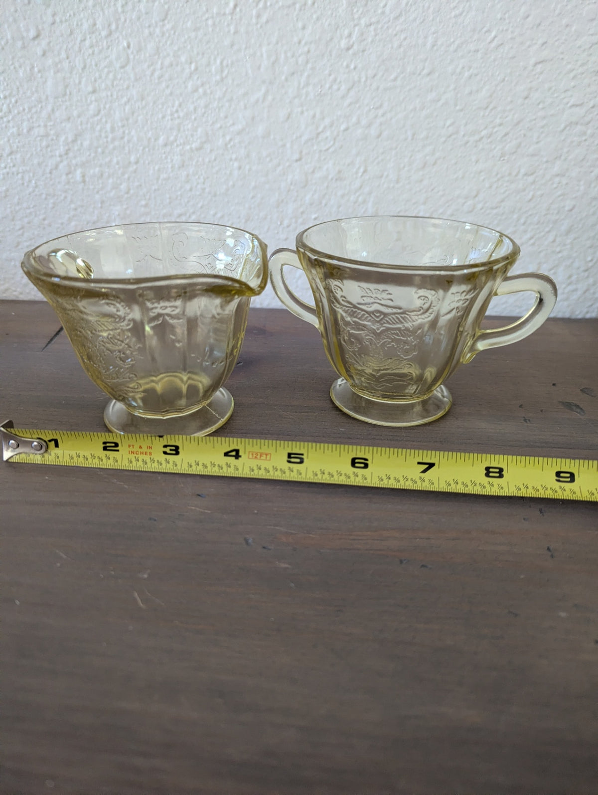 1930's Madrid Pattern by Federalist Glass Yellow/Amber Cream & Sugar