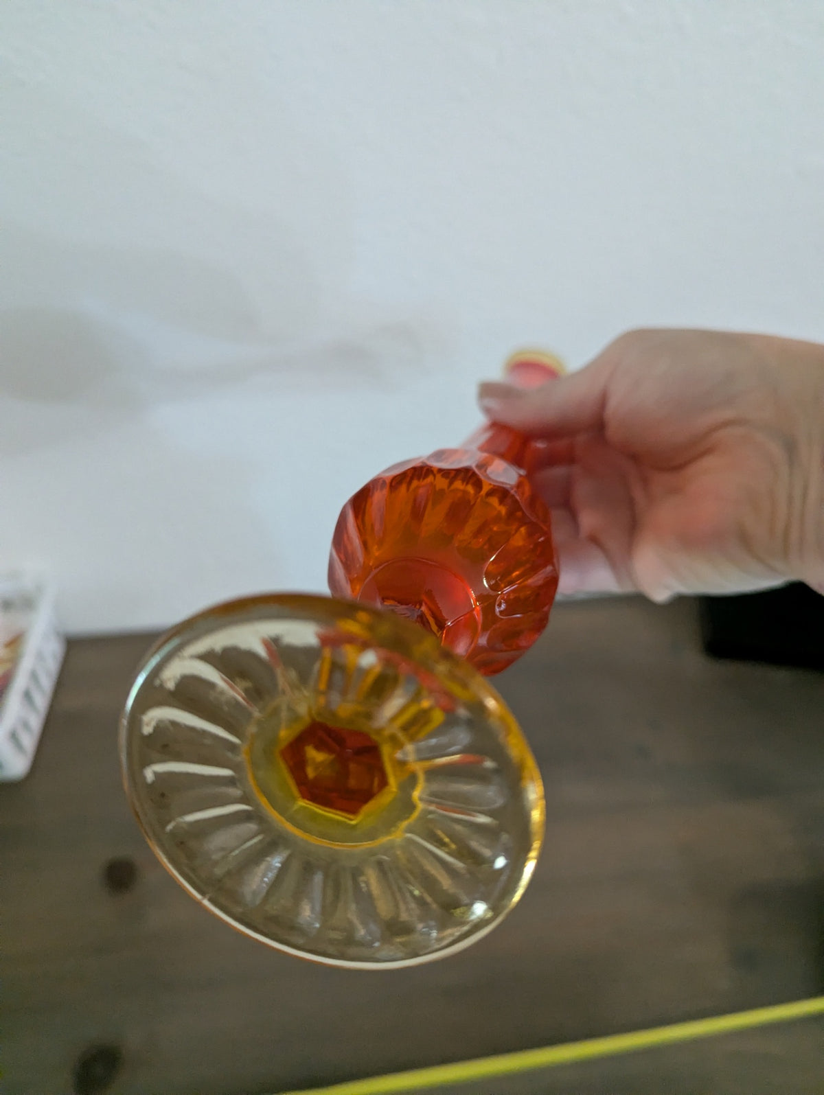 Vtg. Amberina Fenton Swung Vase (glows)