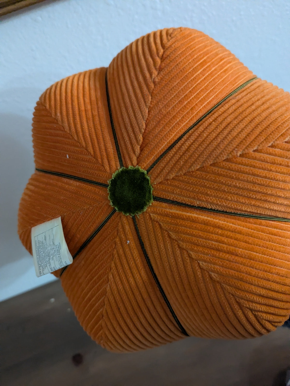 Vtg. Hallmark Corduory Stitched Pumpkin Plush Decor