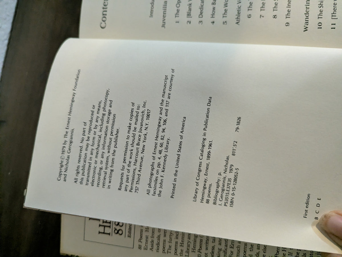 1979 Ernest Hemmingway 88 Poems