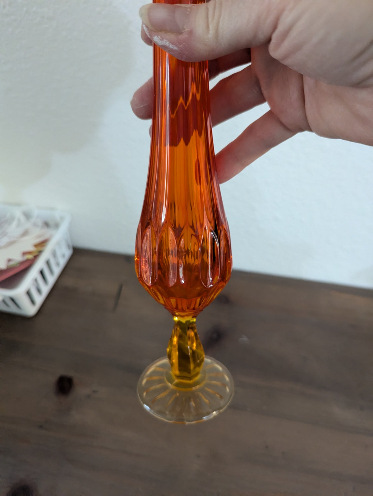 Vtg. Amberina Fenton Swung Vase (glows)