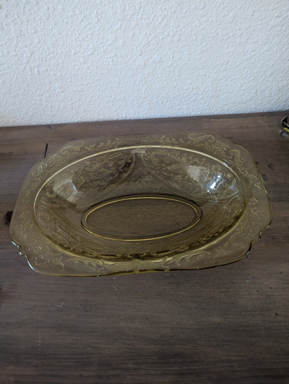 1930's Madrid Pattern by Federal Glass Yellow/Amber Serving Bowl