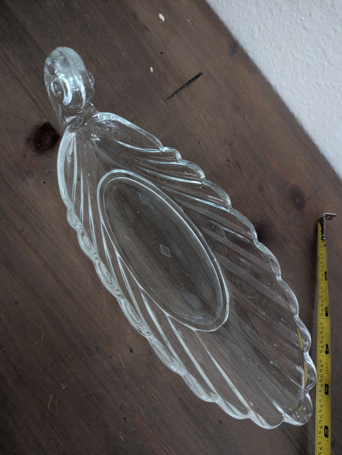 Vtg. Clear Pressed Glass Leaf-Shaped Relish Dish
