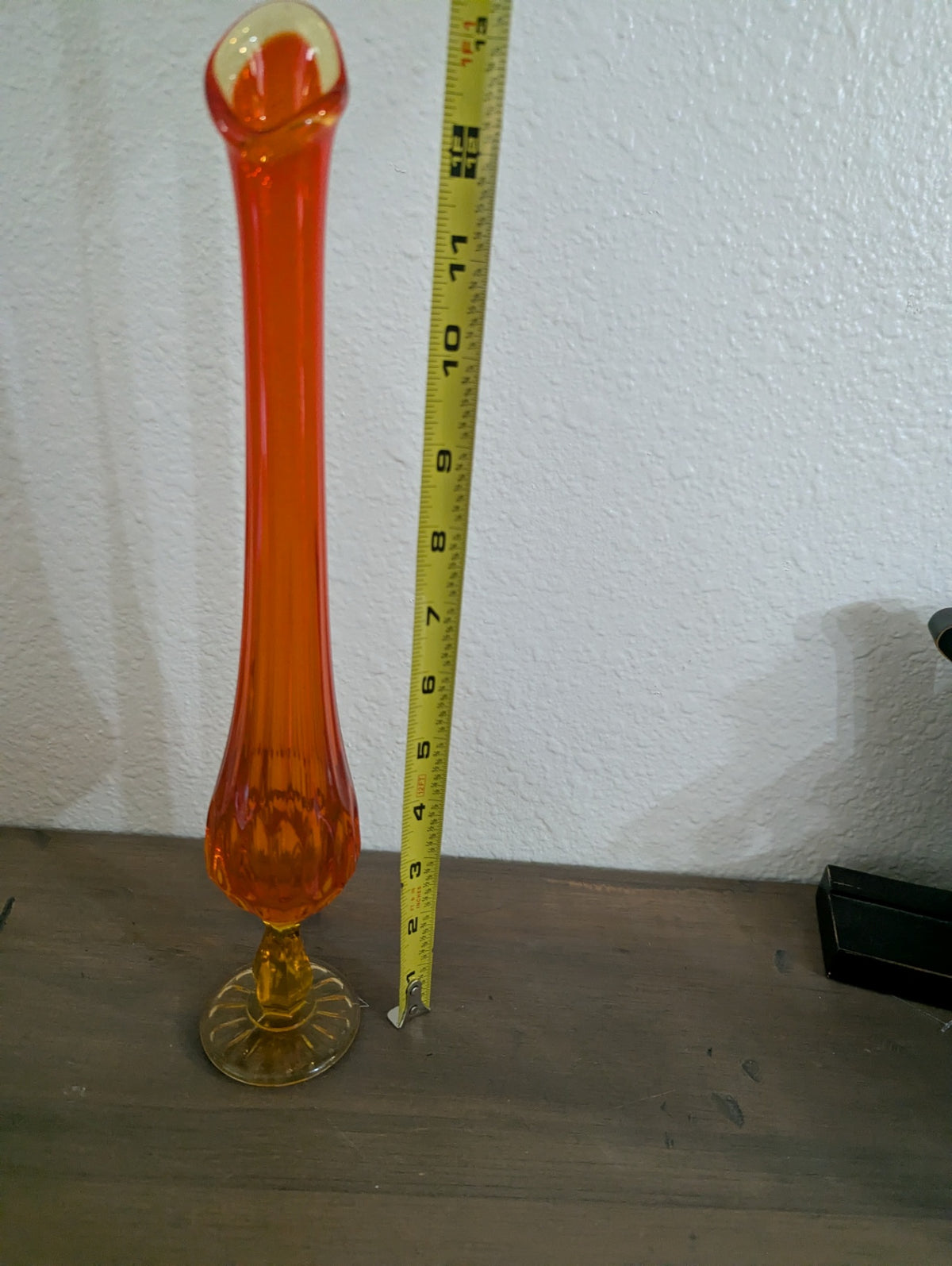 Vtg. Amberina Fenton Swung Vase (glows)