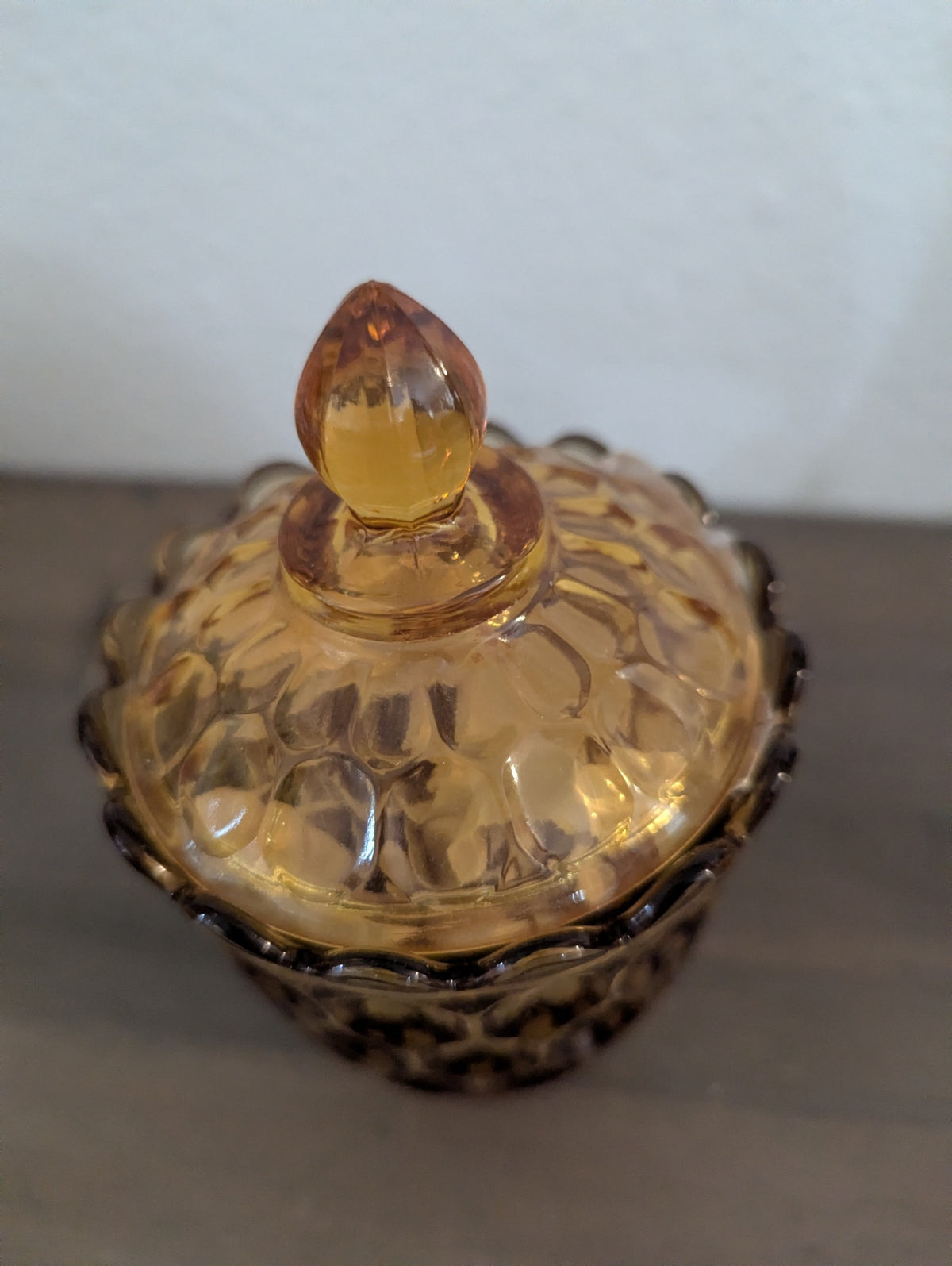 Vtg. Fenton Colonial "Thumbprint" Amber Glass Candy Dish